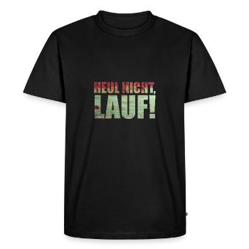 Heul nicht, Lauf! - Laufen, Joggen, Sport, Rennen - Men's Premium Organic T-Shirt - black - Front - Nico (187cm)