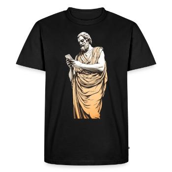 Greek Philosopher With Smartphone - Men's Premium Organic T-Shirt - black - Front - Nico (187cm)