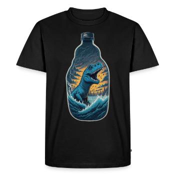 Bouteille de dinosaure T Rex - T-shirt Premium bio Homme - noir - Devant - Nico (187cm)