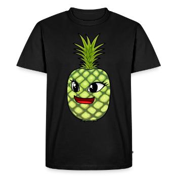 Fruit Foxes Fruit Summer Pineapple - Men's Premium Organic T-Shirt - black - Front - Nico (187cm)