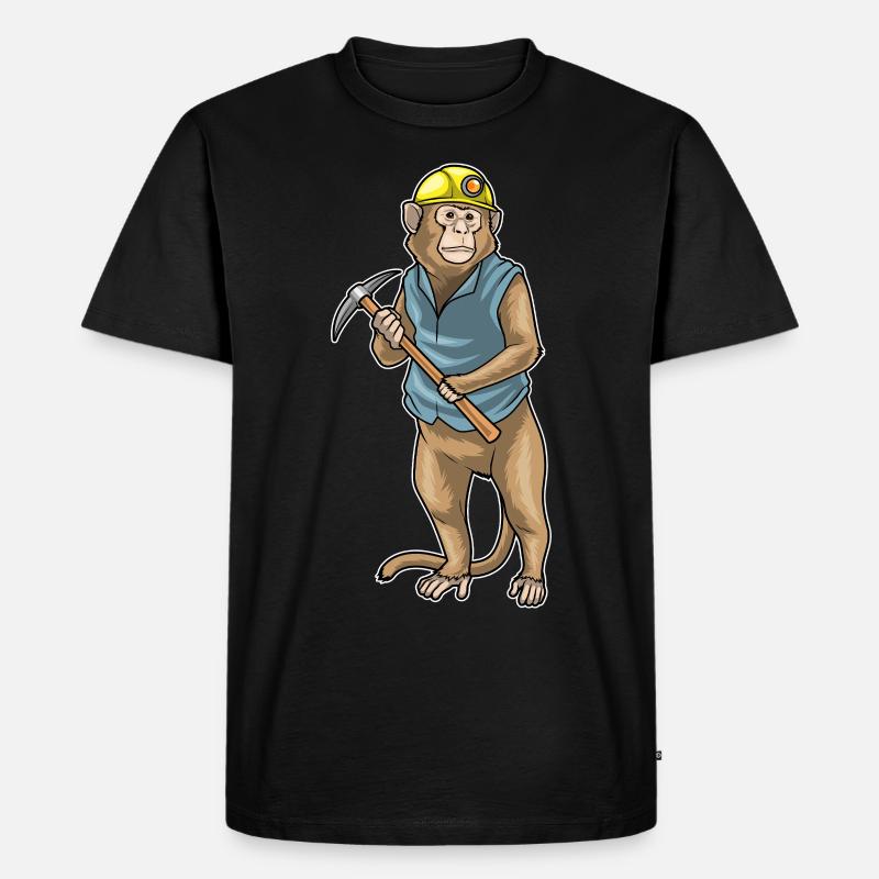 Monkey Miner Pickaxe Mining - Men's Premium Organic T-Shirt - black