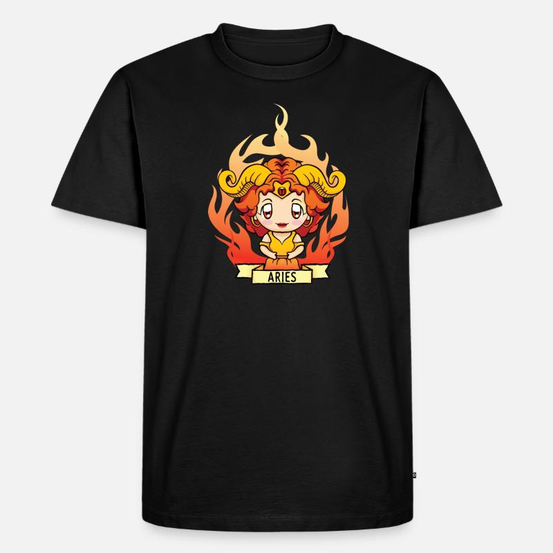 Sternzeichen Mädchen: Widder, Widder - Männer Premium Bio T-Shirt - Schwarz