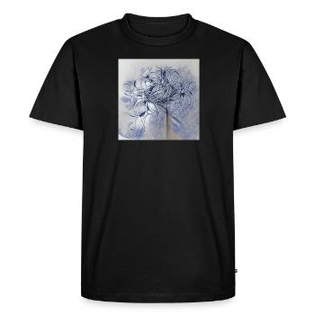 Blue line drawing of a beautiful tangled flowers - Men's Premium Organic T-Shirt - black - Front - Nico (187cm)