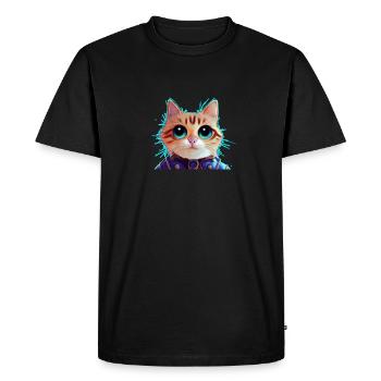 Cat in Armor - Men's Premium Organic T-Shirt - black - Front - Nico (187cm)