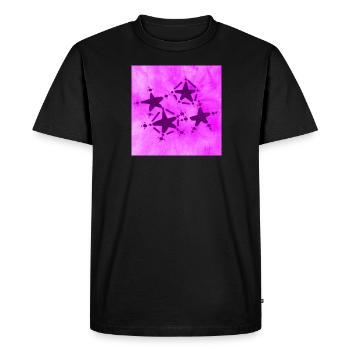 4 ÉTOILES SOURIANT LILAS - T-shirt Premium bio Homme - noir - Devant - Nico (187cm)