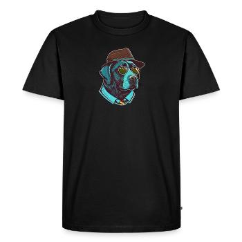 Labrador Pop Art Detective Dog in Suit - Men's Premium Organic T-Shirt - black - Front - Nico (187cm)