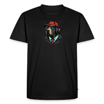 Labrador Pop Art Detective Dog in Suit - Men's Premium Organic T-Shirt - black - Front - Nico (187cm)