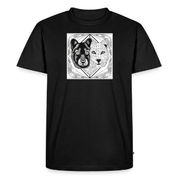 Monochrome Wolf & Dog Design - T-shirt Premium bio Homme - noir - Devant - Nico (187cm)