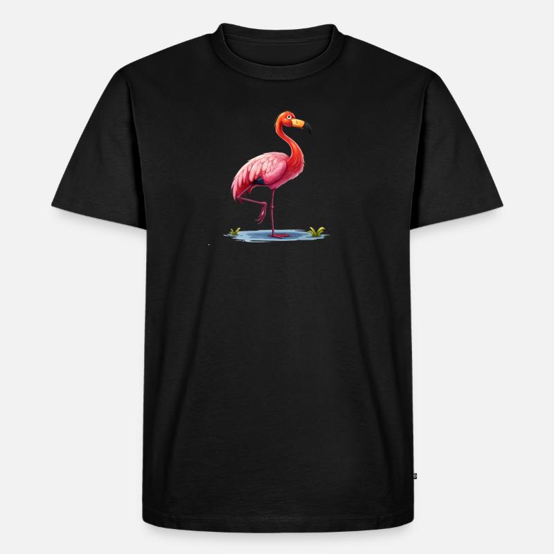 Flamingo - Männer Premium Bio T-Shirt - Schwarz