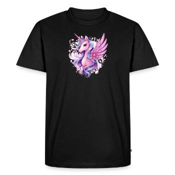 Pink unicorn with wings - Men's Premium Organic T-Shirt - black - Front - Nico (187cm)
