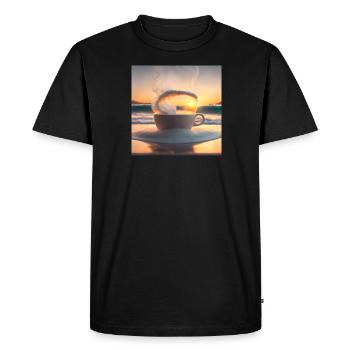 Amazing cup of coffee, unusual design - Men's Premium Organic T-Shirt - black - Front - Nico (187cm)