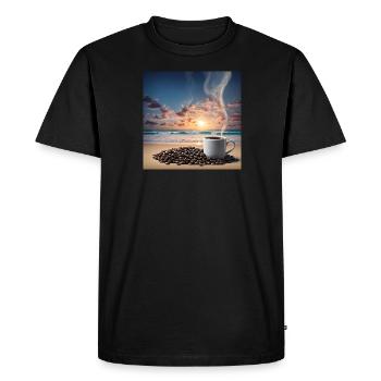 Amazing cup of coffee, unusual design - Men's Premium Organic T-Shirt - black - Front - Nico (187cm)