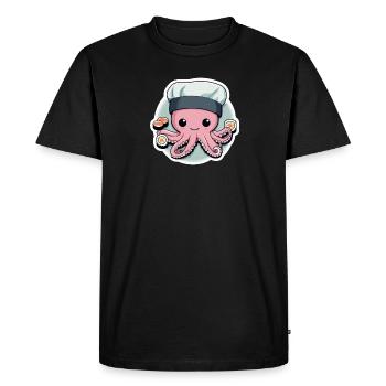Octopus sushi chef 02 - Men's Premium Organic T-Shirt - black - Front - Nico (187cm)