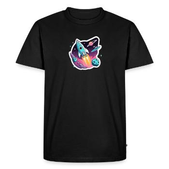 Rocket flying through space - Men's Premium Organic T-Shirt - black - Front - Nico (187cm)
