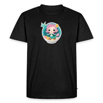 Sirène mignonne dans un bol de nourriture - T-shirt Premium bio Homme - noir - Devant - Nico (187cm)