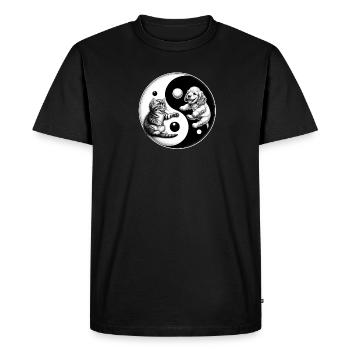 Yin et Yang Chat et Chien - T-shirt Premium bio Homme - noir - Devant - Nico (187cm)