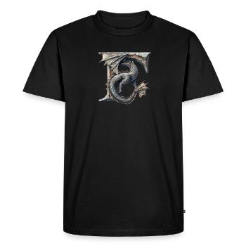 Lettre « F » en forme de dragon. - T-shirt Premium bio Homme - noir - Devant - Nico (187cm)