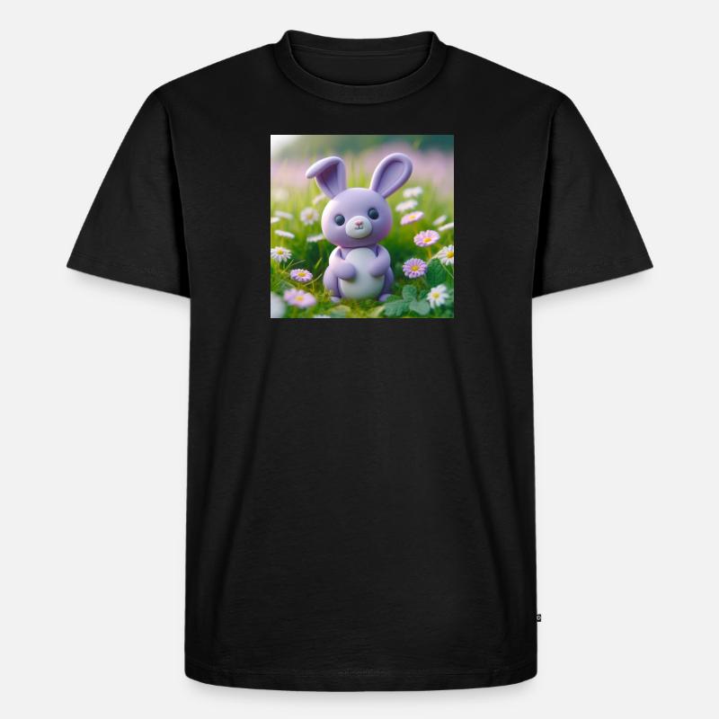 Süßer Hase mit Blümchen - Männer Premium Bio T-Shirt - Schwarz