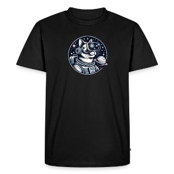 Ronronne dans l’explorateur virtuel félin de l’espace - T-shirt Premium bio Homme - noir - Devant - Nico (187cm)