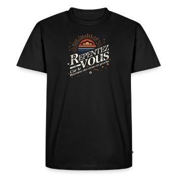 Repentez-vous car le royaume des cieux est proche - T-shirt Premium bio Homme - noir - Devant - Nico (187cm)