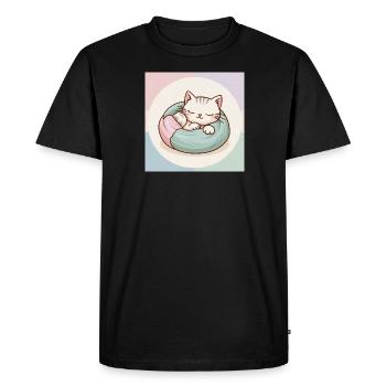 Chat de dessin animé mignon - T-shirt Premium bio Homme - noir - Devant - Nico (187cm)