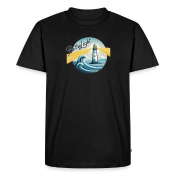 Phare, Soyez la lumière, Inspirant - T-shirt Premium bio Homme - noir - Devant - Nico (187cm)