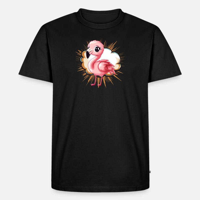 Flamingo Wasservogel - Männer Premium Bio T-Shirt - Schwarz