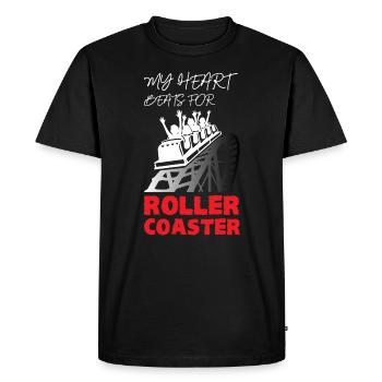 My Heart Beats for Roller Coaster - Men's Premium Organic T-Shirt - black - Front - Nico (187cm)