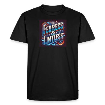 Fearless & Limitless – Conception typographique audacieuse - T-shirt Premium bio Homme - noir - Devant - Nico (187cm)