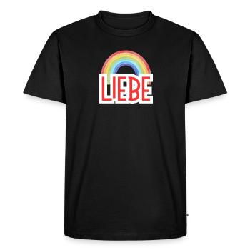 LOVE + RAINBOW - Men's Premium Organic T-Shirt - black - Front - Nico (187cm)