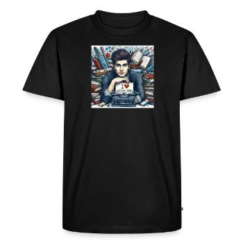 J’adore la littérature - T-shirt Premium bio Homme - noir - Devant - Nico (187cm)