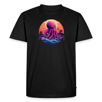 Octopus 80s synthwave 1 without stroke - T-shirt Premium bio Homme - noir - Devant - Nico (187cm)