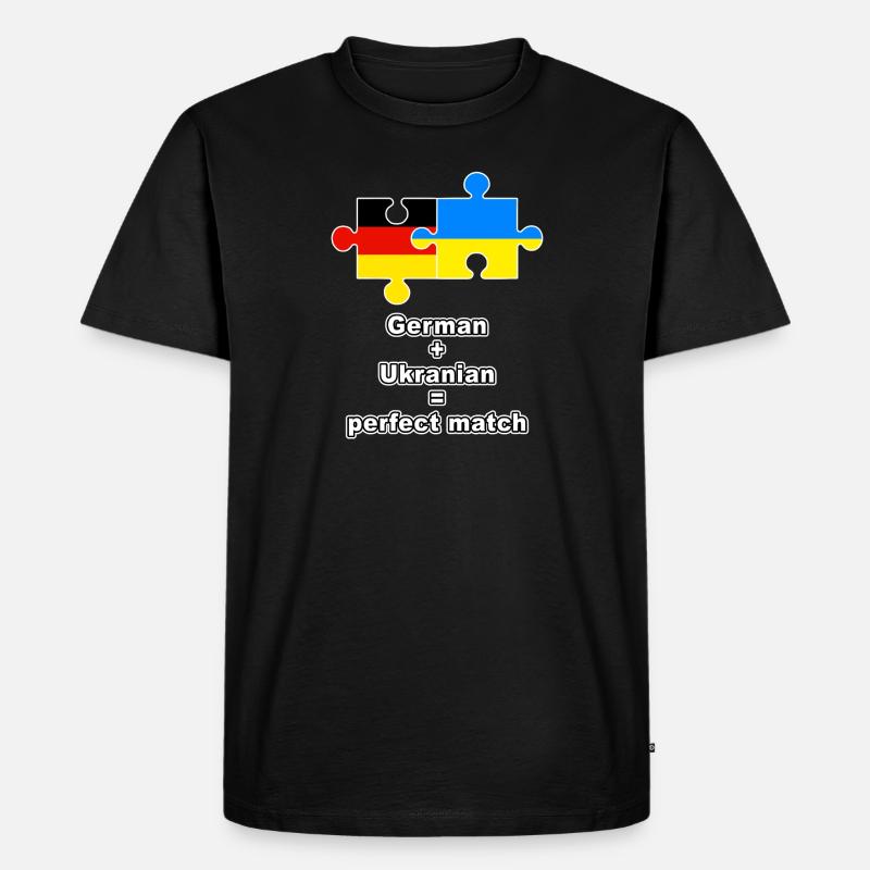 German Ukranian Puzzle - Männer Premium Bio T-Shirt - Schwarz