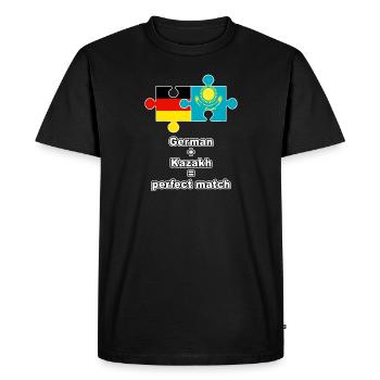 Puzzle kazakh allemand - T-shirt Premium bio Homme - noir - Devant - Nico (187cm)