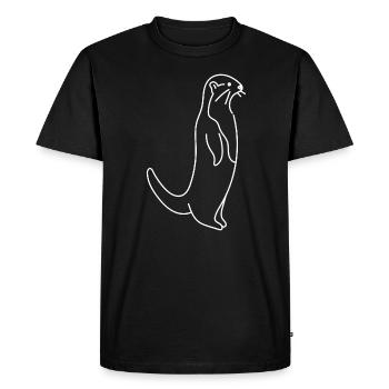 Cute Otter Simple Drawing Forest Animals - Men's Premium Organic T-Shirt - black - Front - Nico (187cm)