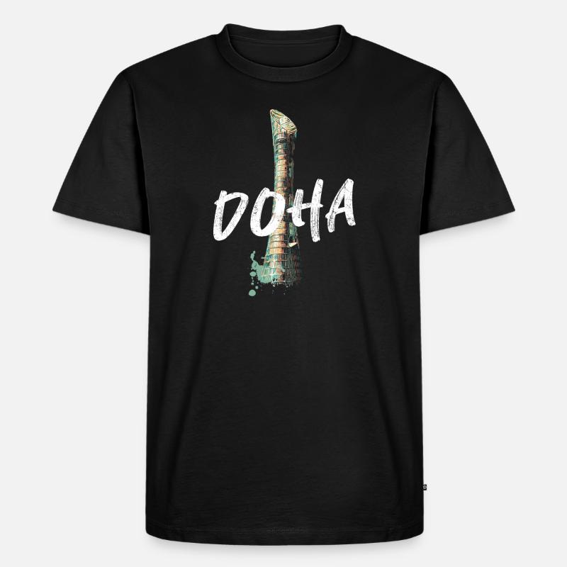 Sheikh Khalifa Stadion, Doha - Männer Premium Bio T-Shirt - Schwarz