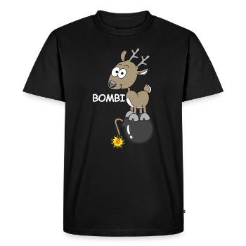 Bombi Cerf, images drôles, explosif - T-shirt Premium bio Homme - noir - Devant - Nico (187cm)