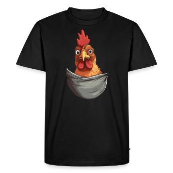 Chicken In Pocket - Men's Premium Organic T-Shirt - black - Front - Nico (187cm)