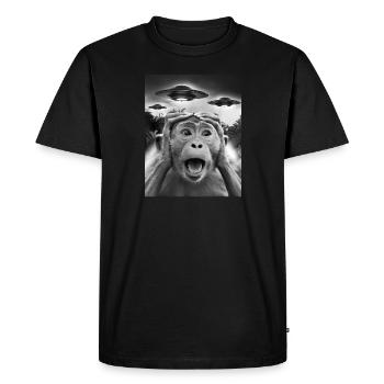 Drôle Singe Graphique OVNI Bizarre - T-shirt Premium bio Homme - noir - Devant - Nico (187cm)