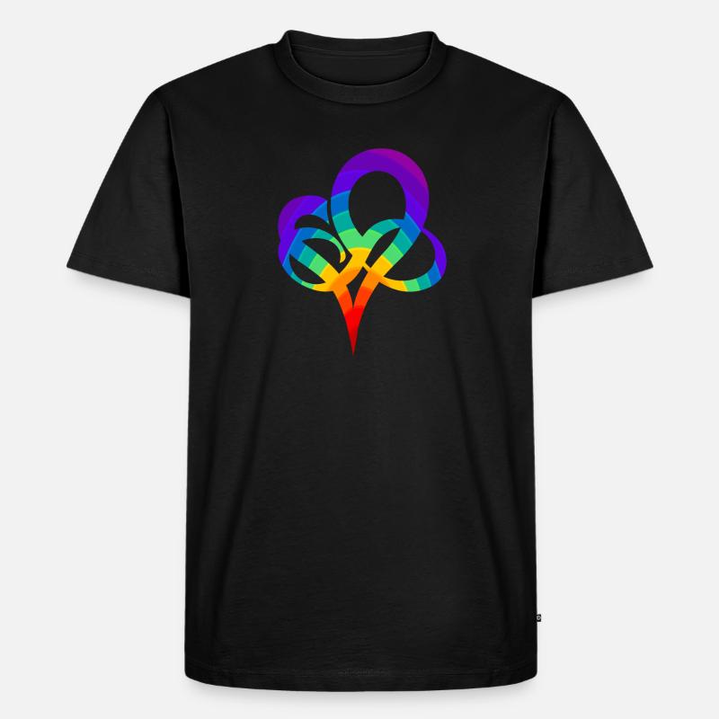 Regenbogen Herz - Männer Premium Bio T-Shirt - Schwarz
