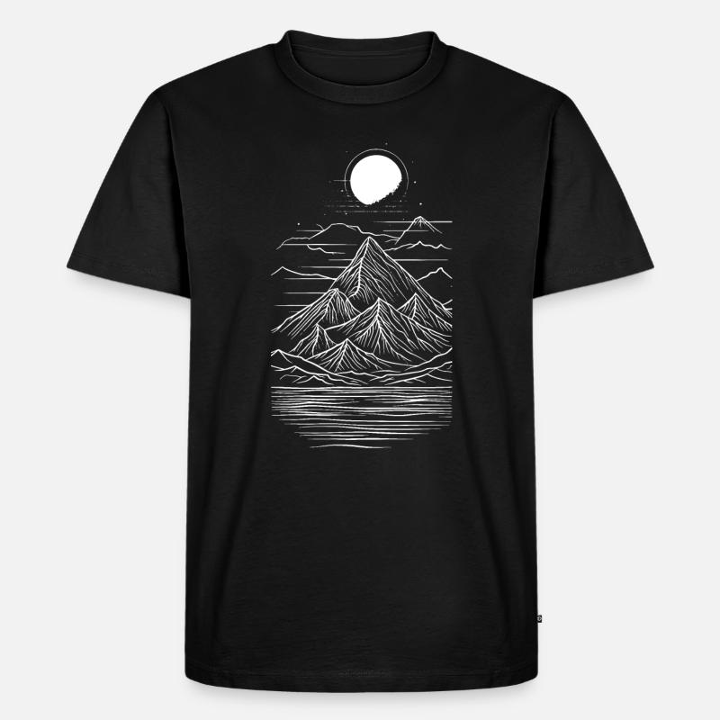 Lineare Berge - Männer Premium Bio T-Shirt - Schwarz