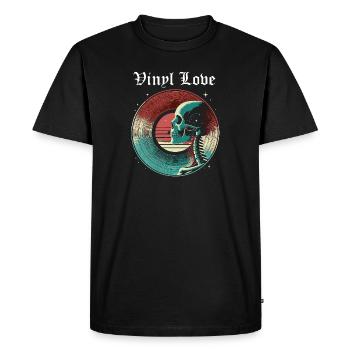 retro vinyl love - Men's Premium Organic T-Shirt - black - Front - Nico (187cm)