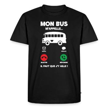 Mon Bus M'appelle | Bus Prendre Conducteur Bus - T-shirt Premium bio Homme - noir - Devant - Nico (187cm)