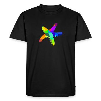 Starfish Diver Rainbow Animals Polygon - Men's Premium Organic T-Shirt - black - Front - Nico (187cm)