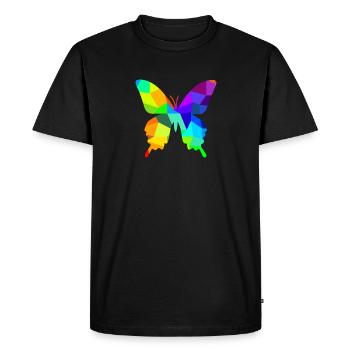 Papillon arc-en-ciel animaux polygone - T-shirt Premium bio Homme - noir - Devant - Nico (187cm)
