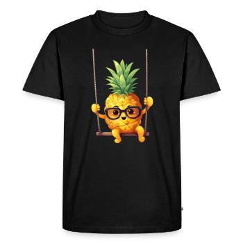 Cochon à la couronne de tournesol, Charmant - T-shirt Premium bio Homme - noir - Devant - Nico (187cm)