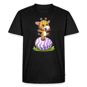 Oeuf de Pâques girafe, danse équilibrant Art - T-shirt Premium bio Homme - noir - Devant - Nico (187cm)