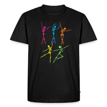 Squelettes dansants colorés - T-shirt Premium bio Homme - noir - Devant - Nico (187cm)