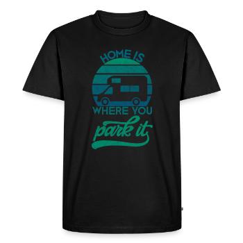 Camping Spruch Home is where you park it - Männer Premium Bio T-Shirt - Schwarz - Vorne - Nico (187cm)