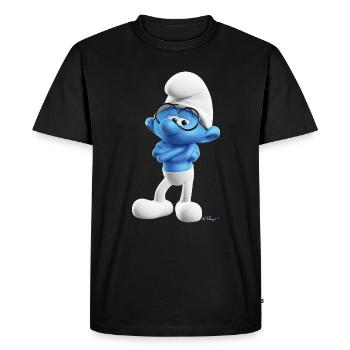 The Smurfs Gift Brainy Smurf - Men's Premium Organic T-Shirt - black - Front - Nico (187cm)